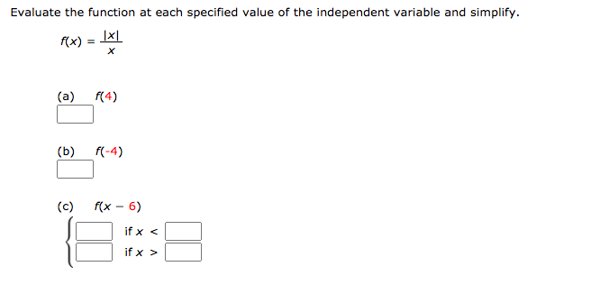 Solved Evaluate the function at each specified value of the | Chegg.com