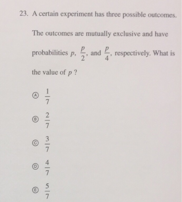 an experiment has 3 mutually exclusive outcomes