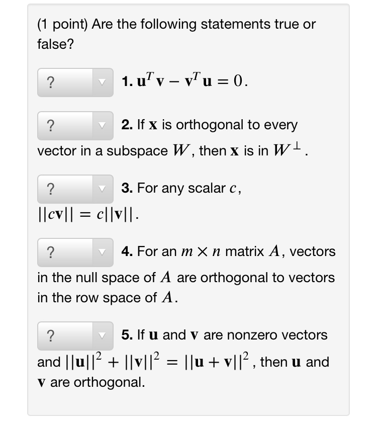 Solved 1 Point Are The Following Statements True Or Fal Chegg Com