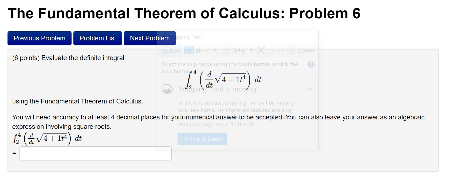 Solved The Fundamental Theorem of Calculus: Problem 6 | Chegg.com