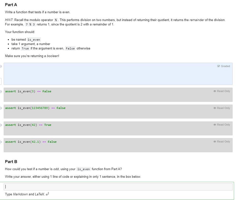 Solved Part A Write a function that tests if a number is | Chegg.com