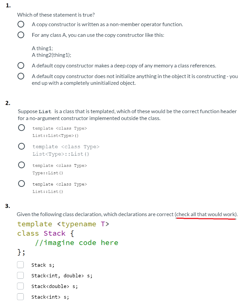 Solved 1. Which of these statement is true? A copy | Chegg.com
