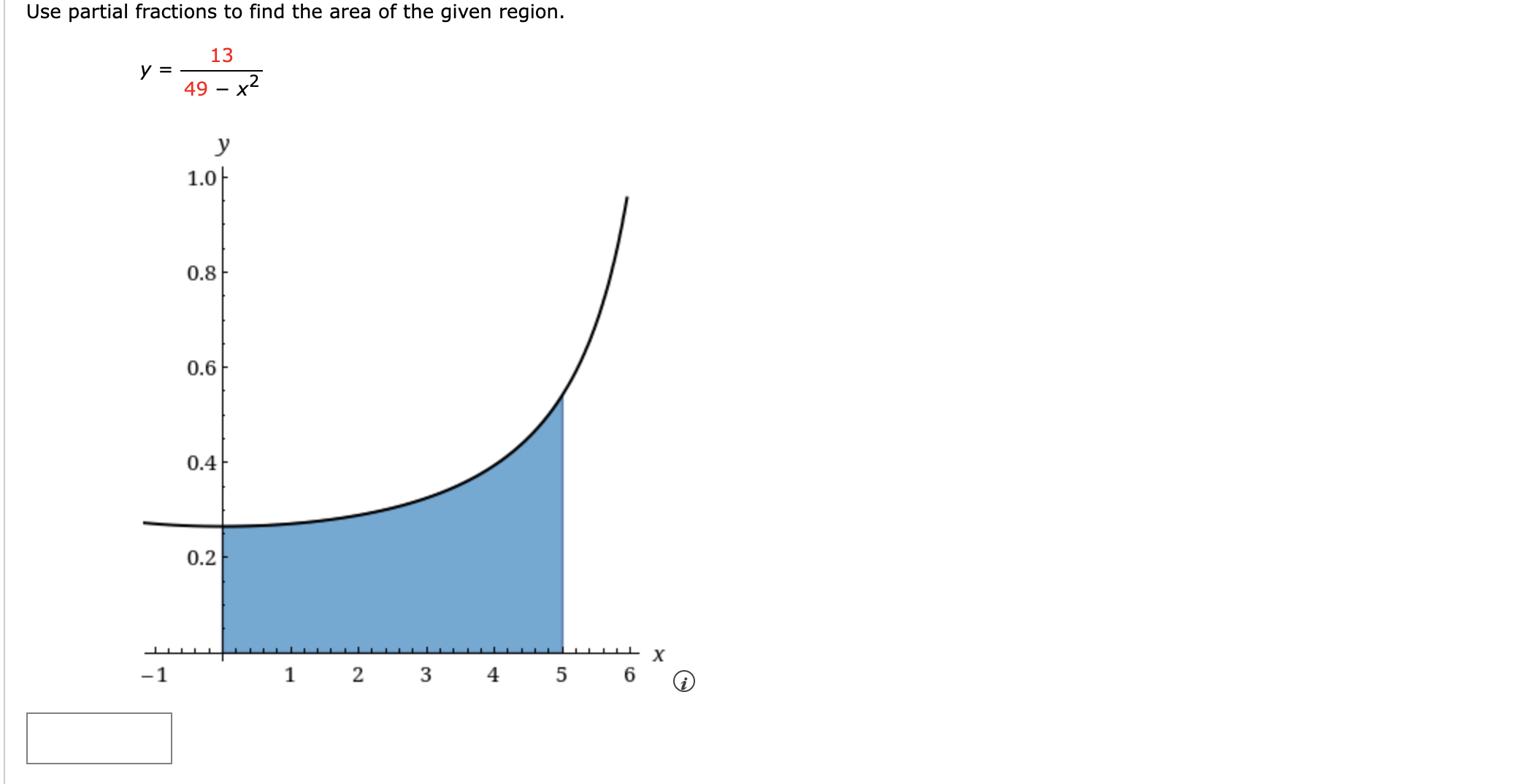 Solved Use partial fractions to find the area of the given | Chegg.com