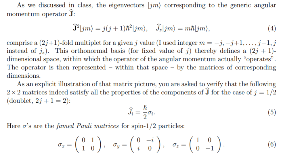 Solved As we discussed in class, the eigenvectors jm) | Chegg.com