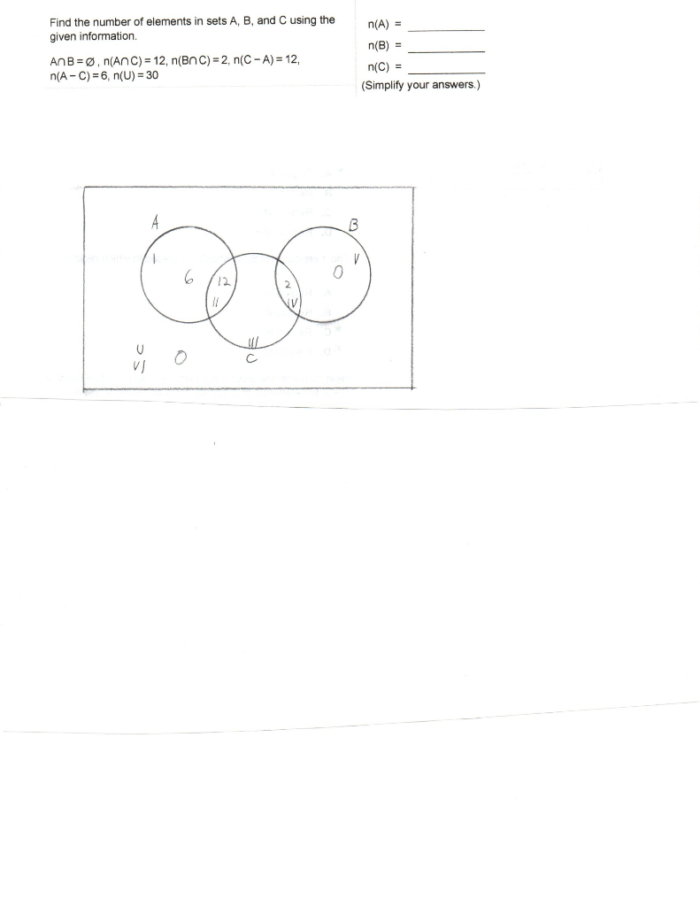 Solved Find The Number Of Elements In Sets A B And C Us Chegg Com