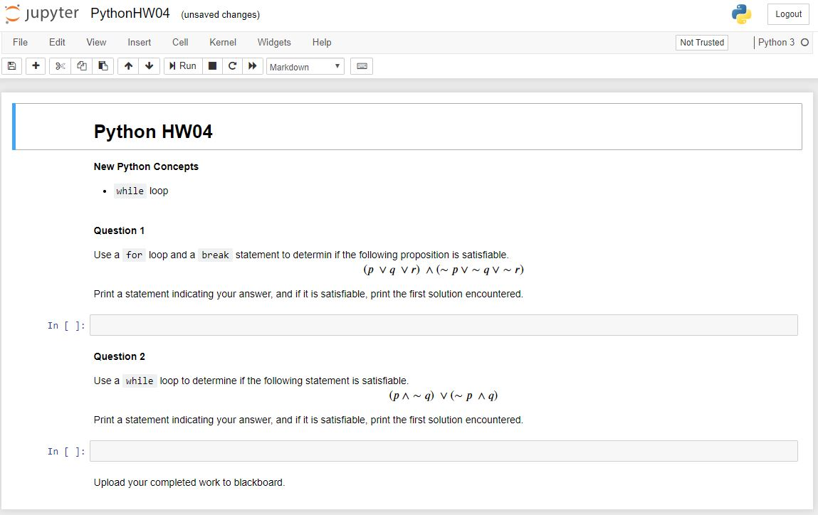 Jupyter PythonHW04 (unsaved changes) Logout Logout | Chegg.com