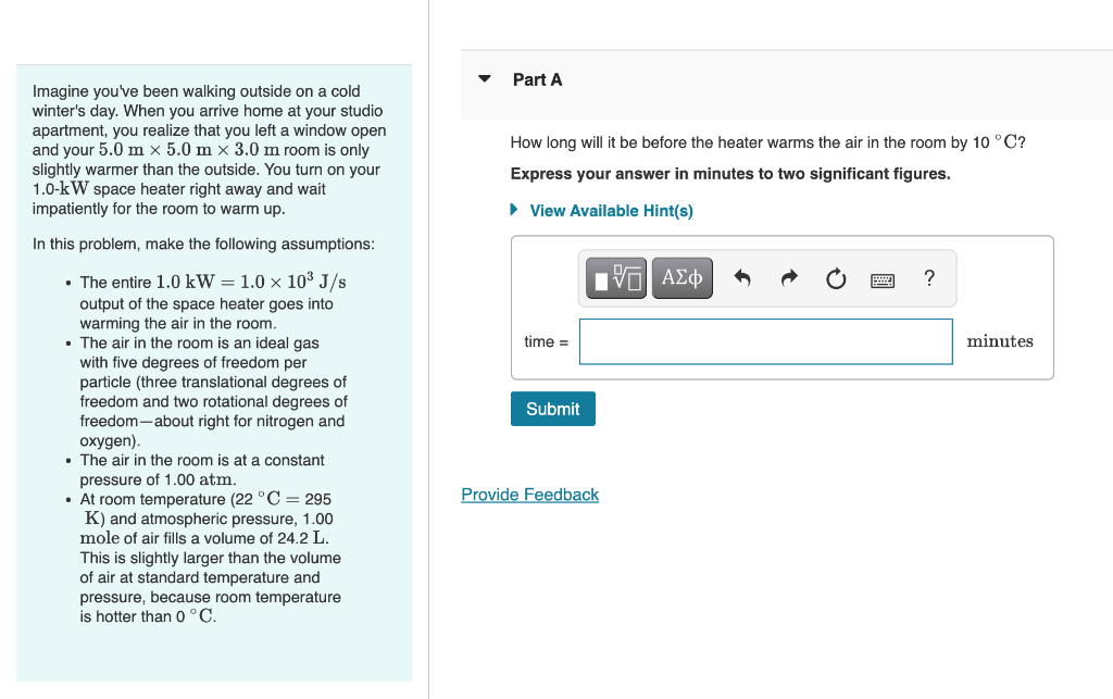 Solved Part A How long will it be before the heater warms | Chegg.com