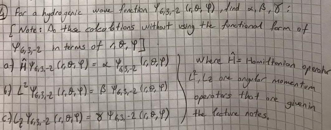 Solved Where Is Homiltonian Operator Hydrogenic Have Func Chegg Com