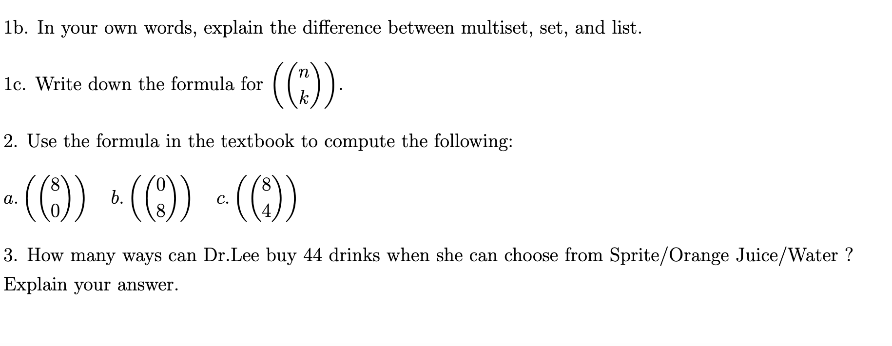 Solved 1b. In your own words, explain the difference between | Chegg.com