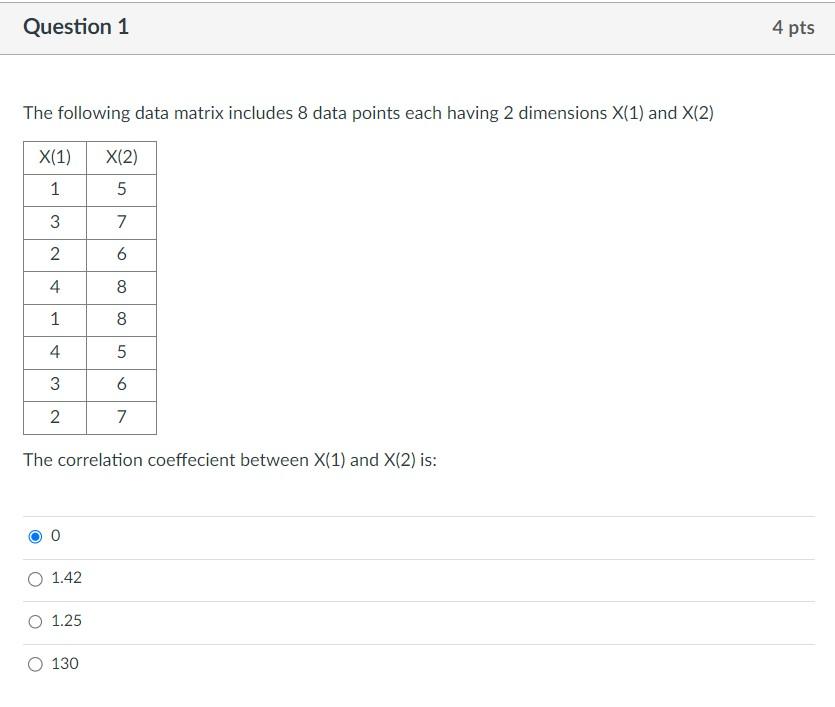 solved-the-following-data-matrix-includes-8-data-points-each-chegg