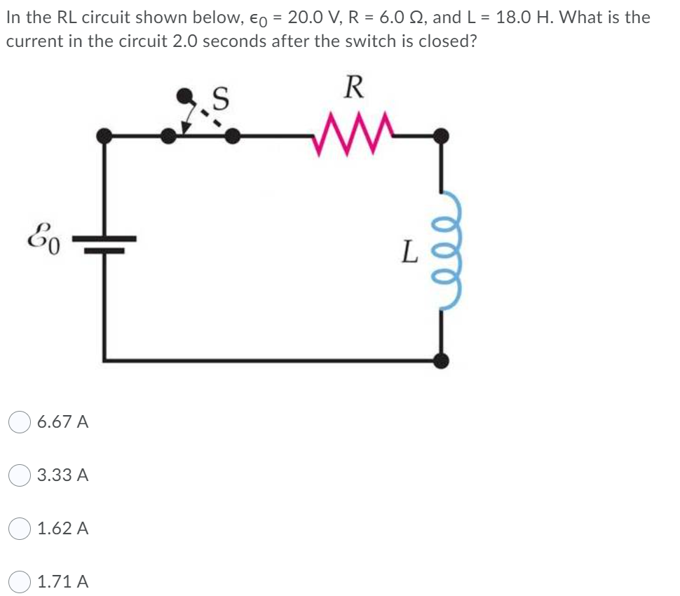 Solved In the RL circuit shown below, €o = 20.0 V, R = 6.0 | Chegg.com