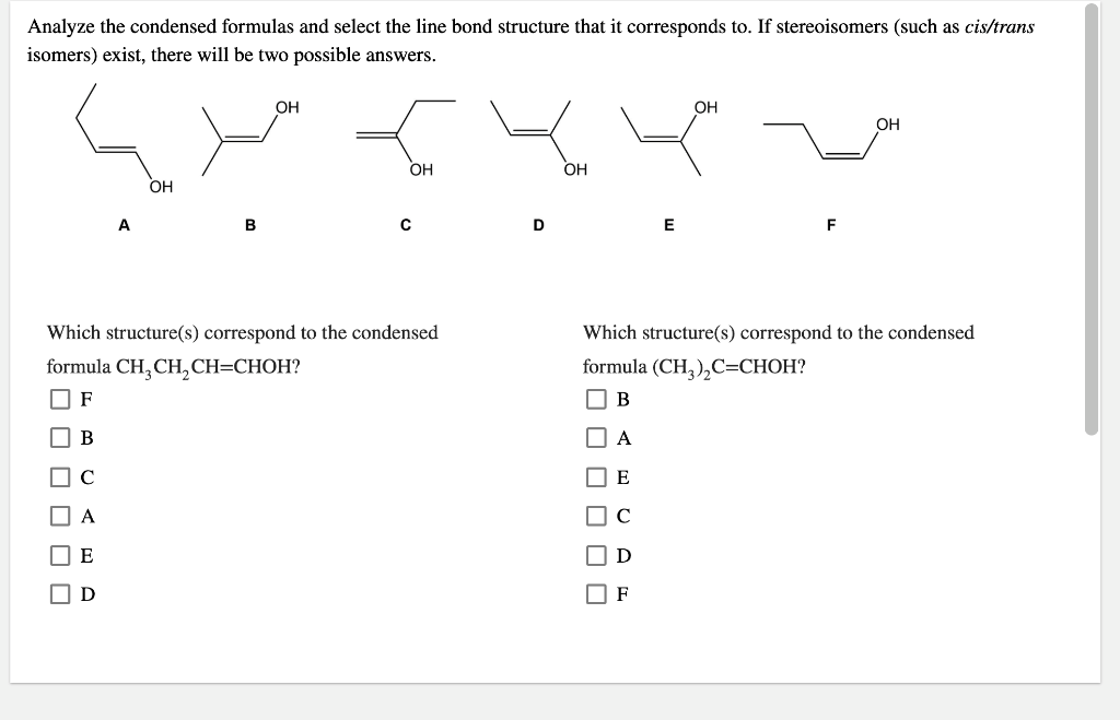 Solved Analyze The Condensed Formulas And Select The Line | Chegg.com