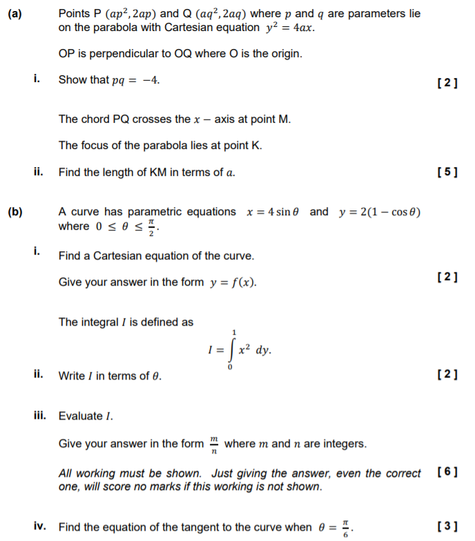 Solved (a) Points P (ap?, 2ap) and Q (aq?, 2aq) where p and | Chegg.com