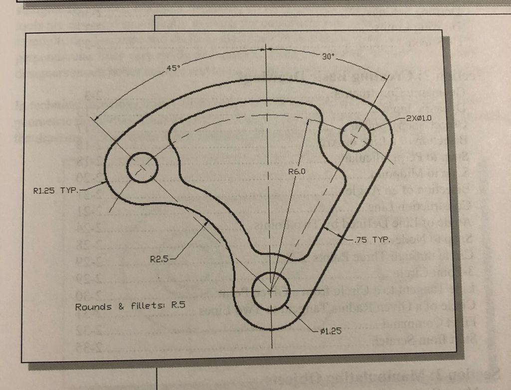 Solved Create The Autocad Drawing Using Trim And Tangent | Chegg.com