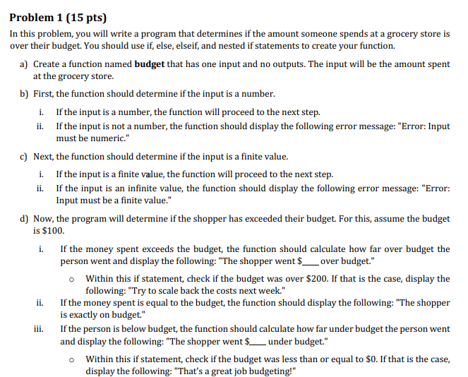 Solved Problem 1 (15 pts) In this problem, you will write a | Chegg.com