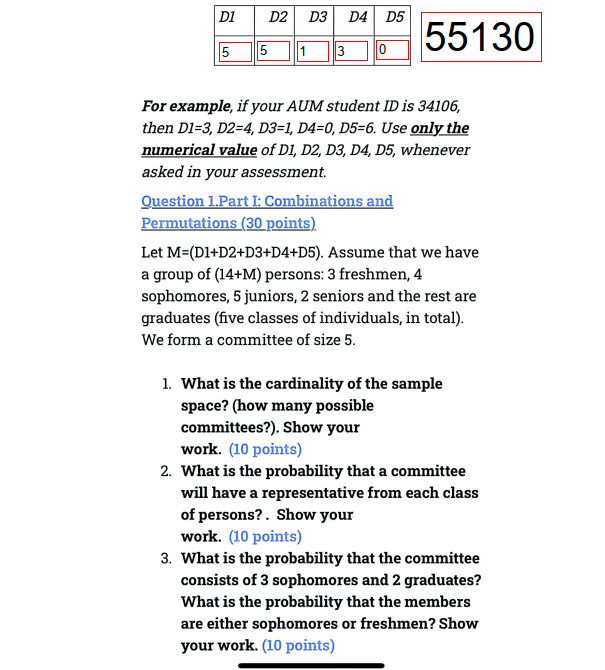 Solved D1 5 D2 D3 D4 D5 5 1 3 0 55130 For Example, If Your | Chegg.com