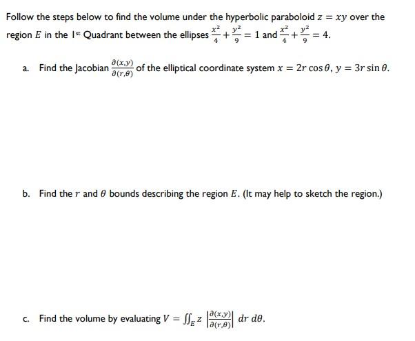 Solved Follow the steps below to find the volume under the | Chegg.com