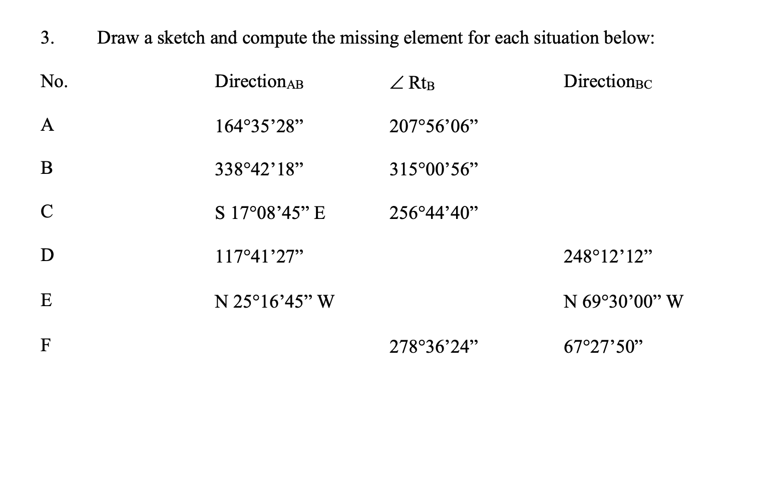 Solved 3. Draw a sketch and compute the missing element for | Chegg.com