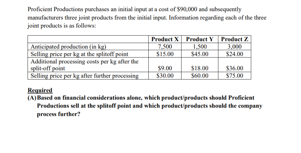 Solved Proficient Productions purchases an initial input at | Chegg.com