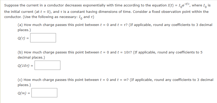 Solved Suppose the current in a conductor decreases | Chegg.com