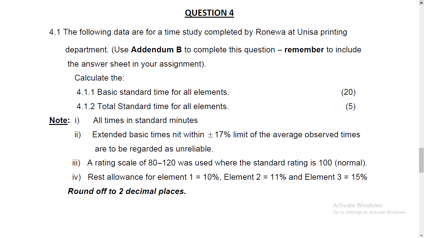 Solved QUESTION 4 4.1 The following data are for a time | Chegg.com