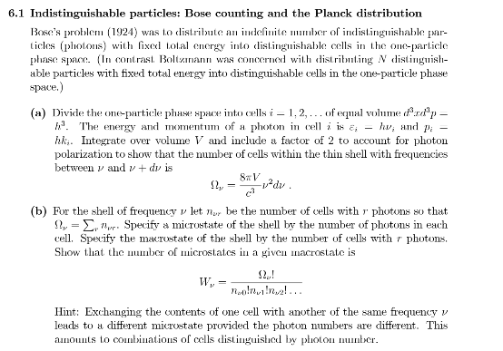 6.1 Indistinguishable particles: Bose counting and | Chegg.com