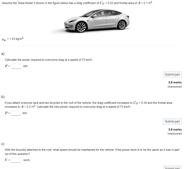 Solved Assume the Tesla Model 3 shown in the figure below