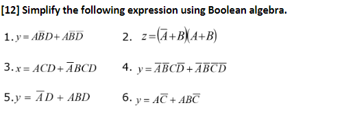 Solved [12] Simplify The Following Expression Using Boolean | Chegg.com