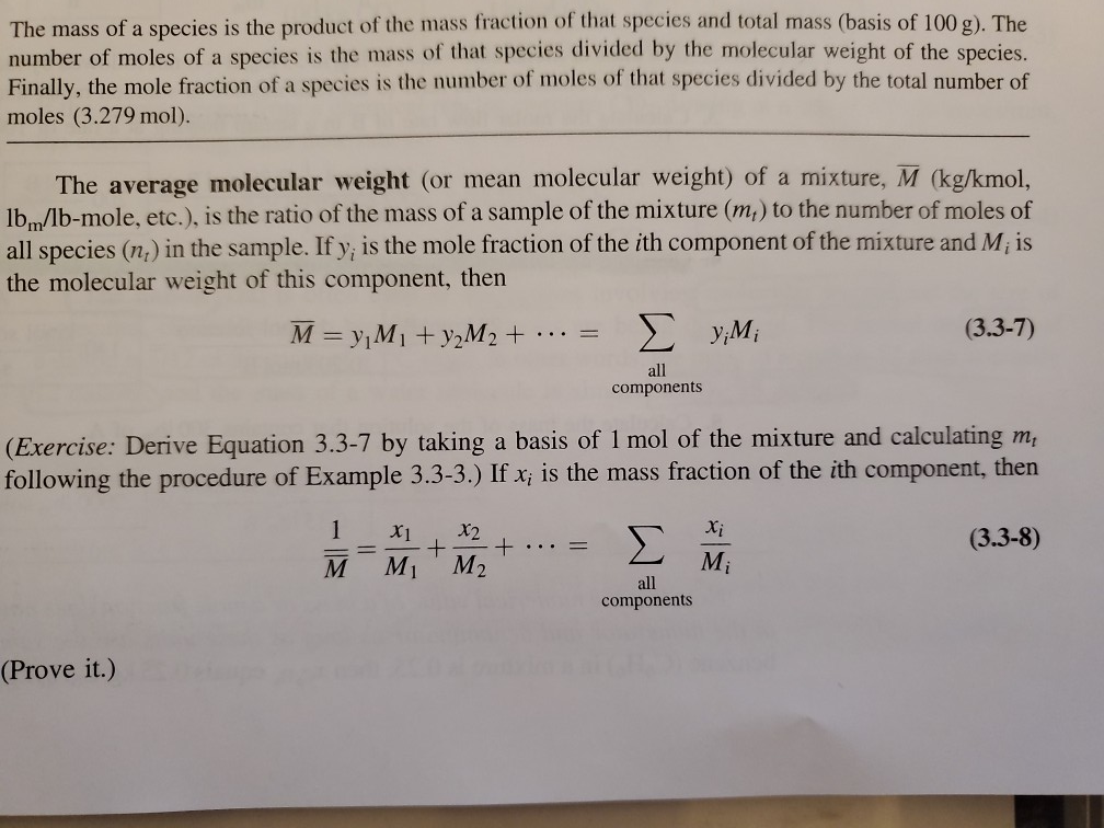 Mole Fraction Equation Mole fraction equation