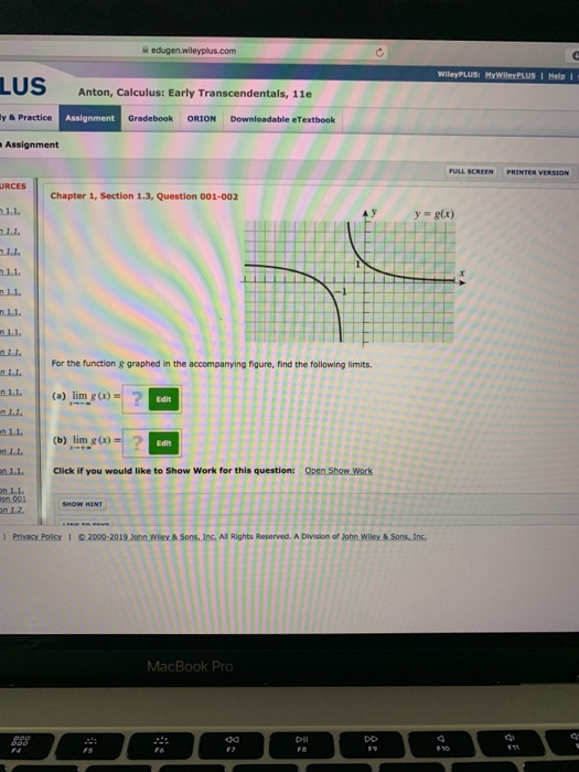 Solved LUS Anton, Calculus: Early Transcendentals, 11e y & | Chegg.com