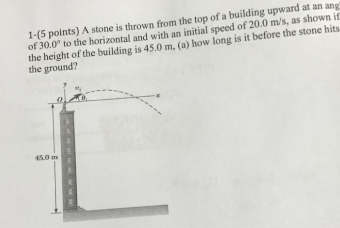 Solved A Stone Is Thrown From The Top Of A Building Upward | Chegg.com