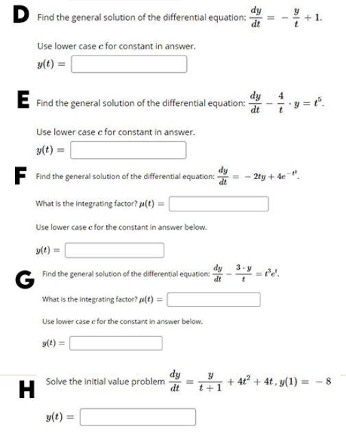 Solved D Find the general solution of the differential | Chegg.com