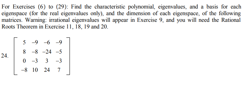 Solved For Exercises (6) to (29): Find the characteristic | Chegg.com