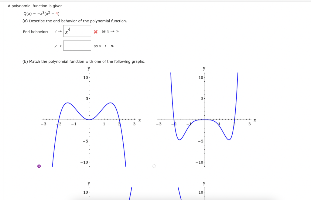 Solved A polynomial function is given. Q(x) = -x (x = 4) (a) | Chegg.com