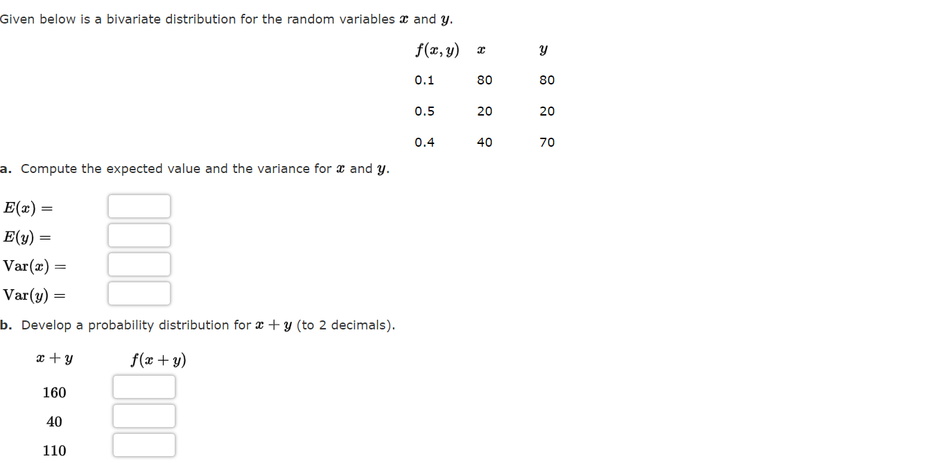 Solved C. Using the result of part (b), compute Ex + y) and | Chegg.com