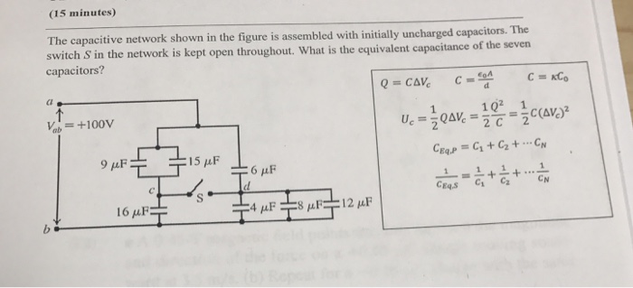 Solved The capacitive network shown in the figure is | Chegg.com