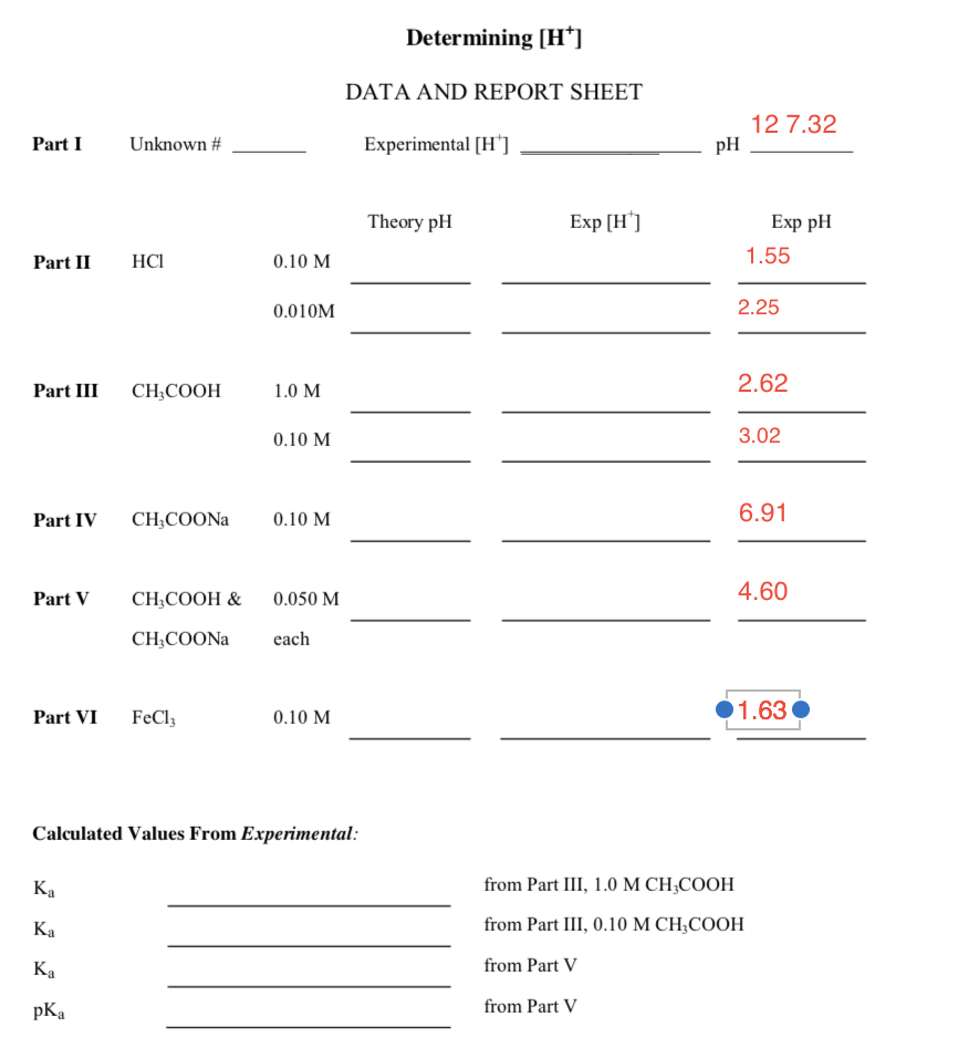 Solved Determining [H] Purpose of the Experiment To