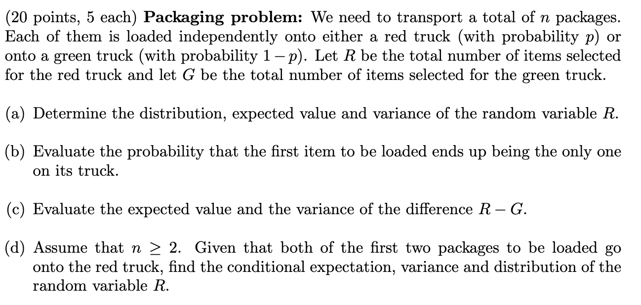 Solved (20 points, 5 each) Packaging problem: We need to | Chegg.com