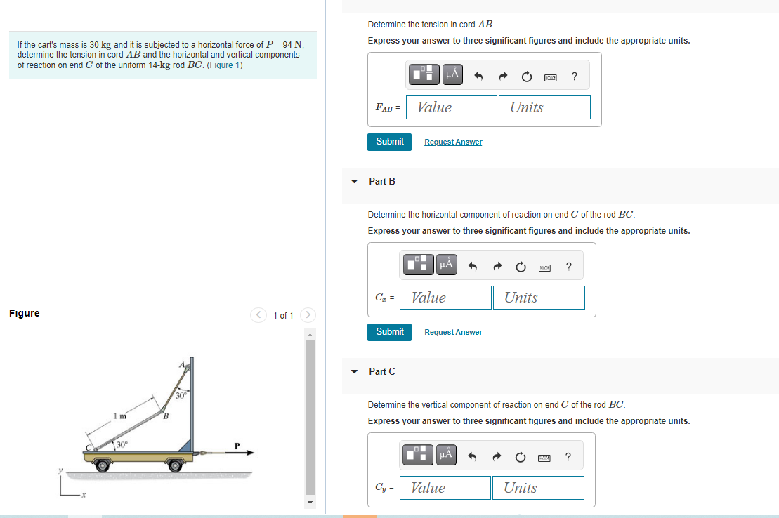 Solved Determine The Tension In Cord AB. If The Cart's Mass | Chegg.com