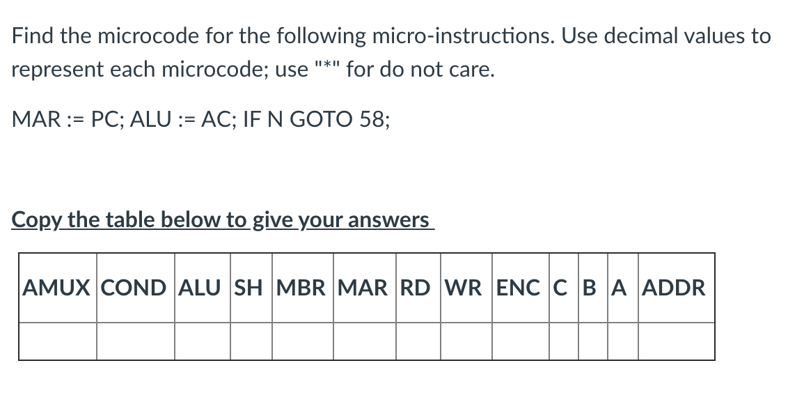 the following microcode replaces microcode in the ... Find the microcode for the following | Chegg.com