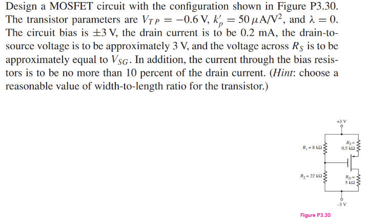 Solved Design a MOSFET circuit with the configuration shown | Chegg.com