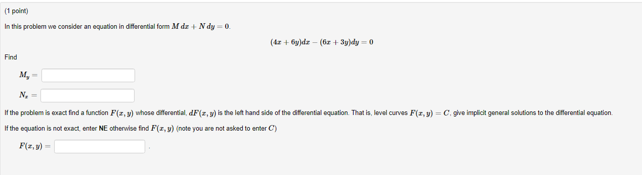 Solved (1 ﻿point)In this problem we consider an equation in | Chegg.com