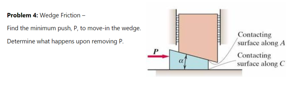 Solved Problem 4: Wedge Friction - Find the minimum push, P