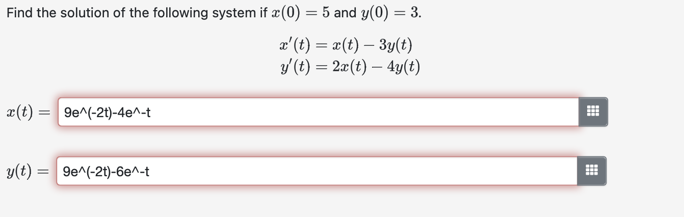Solved Find the solution of the following system if x(0)=5 | Chegg.com