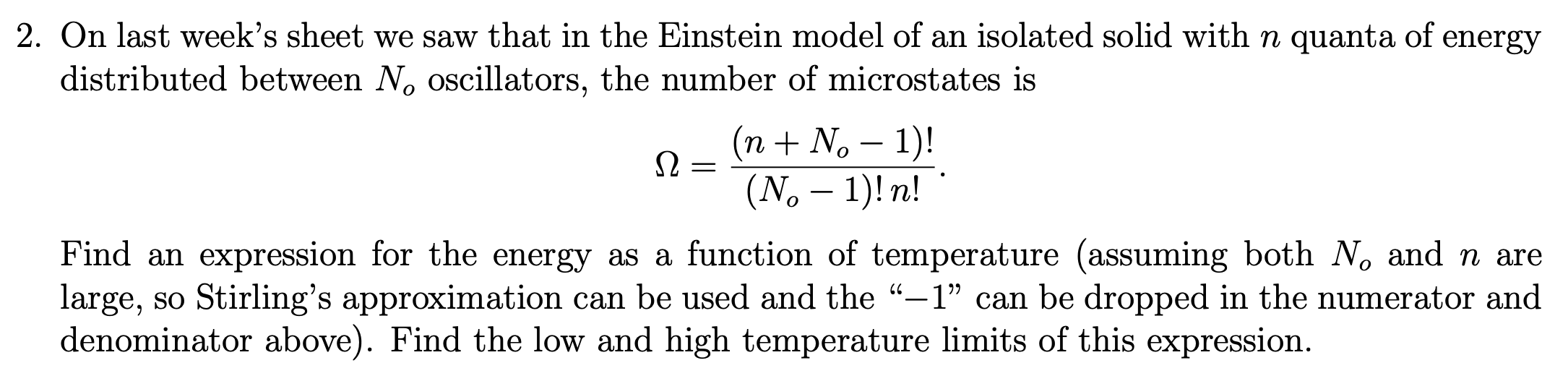 Solved 2. On last week's sheet we saw that in the Einstein | Chegg.com