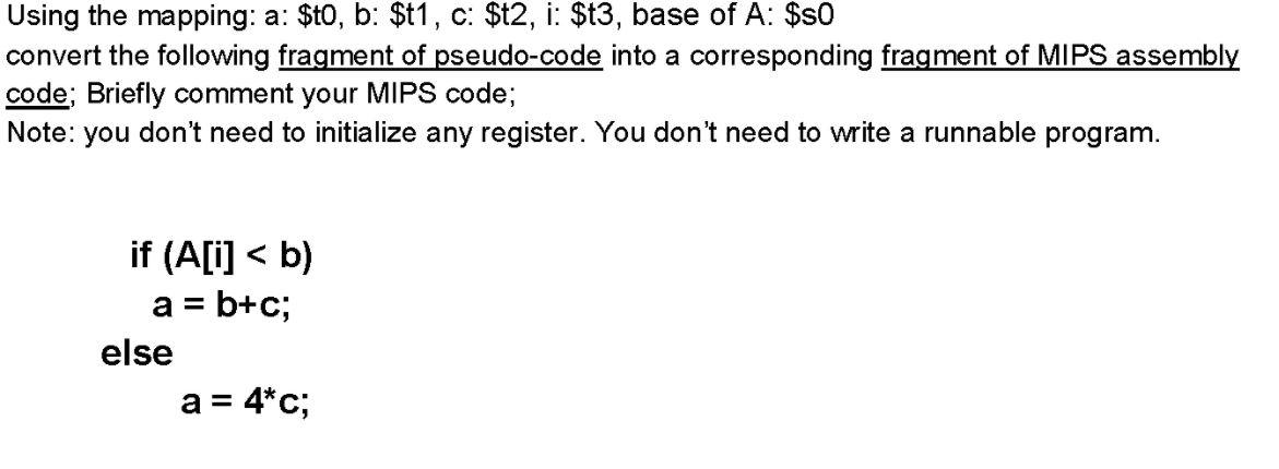 Solved Using the mapping: a: $to, b: $t1, c: $t2, i: $t3, | Chegg.com
