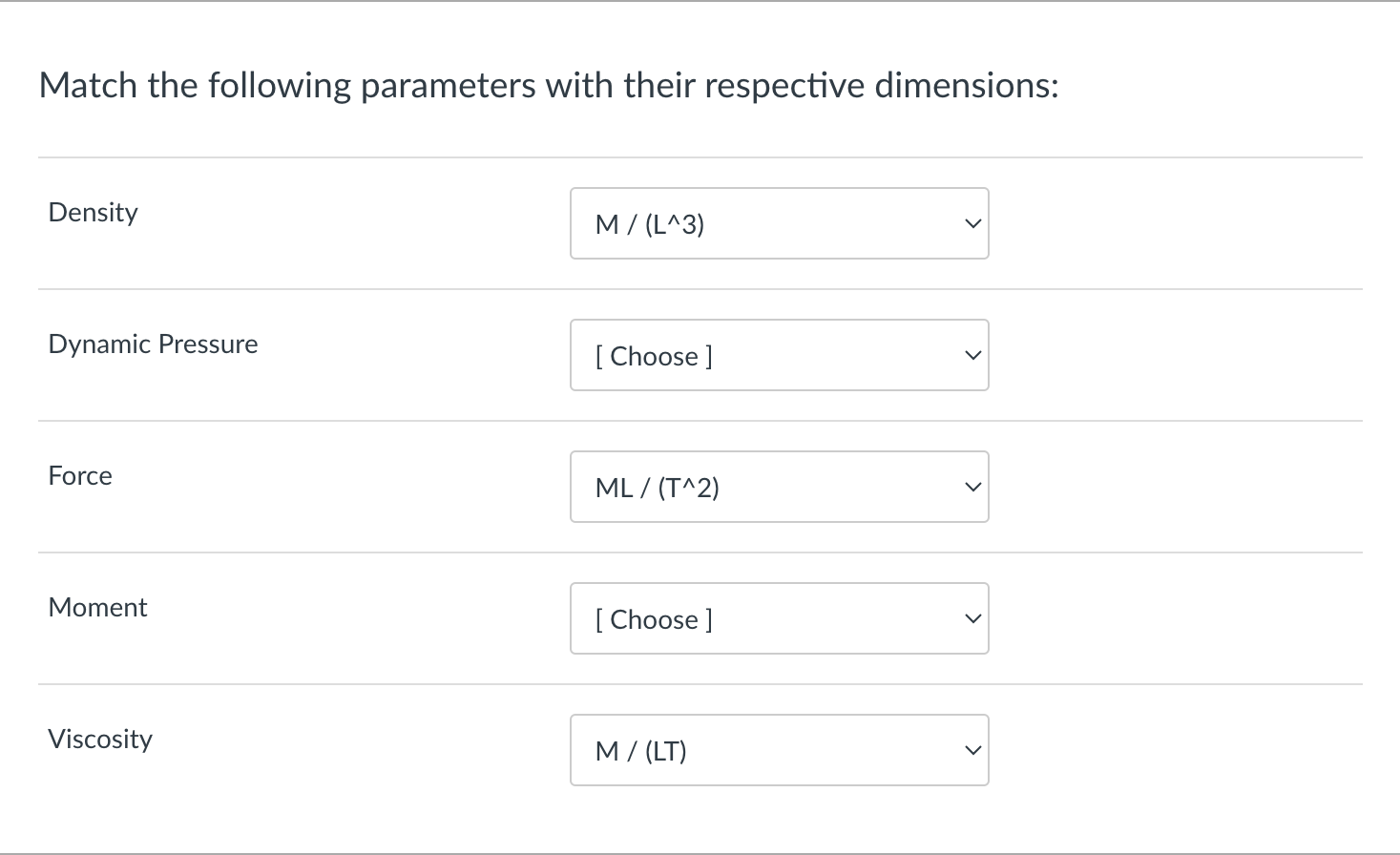 Solved Match the following parameters with their respective | Chegg.com