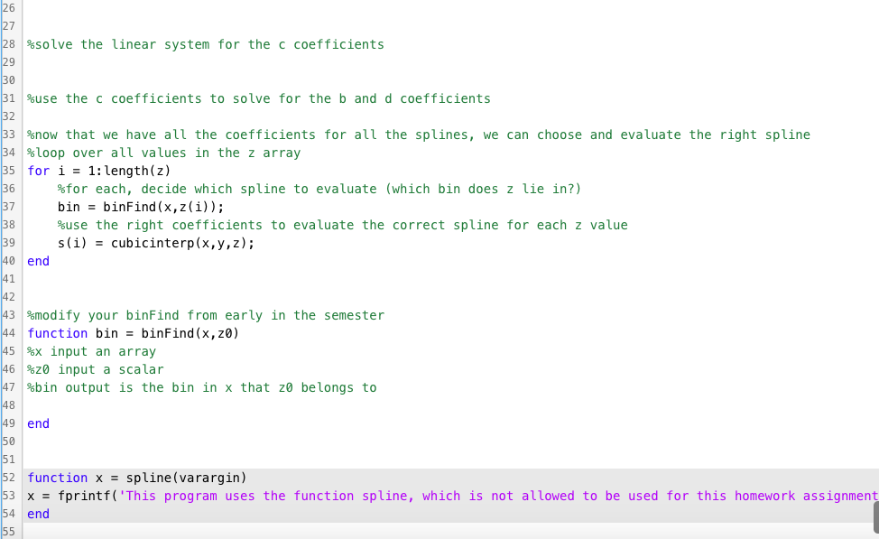 Use MATLAB and fill in the rest of the following code | Chegg.com