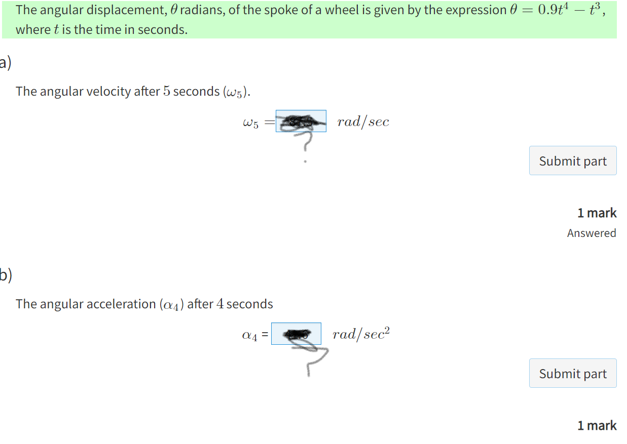 Solved The angular displacement, θ radians, of the spoke of | Chegg.com