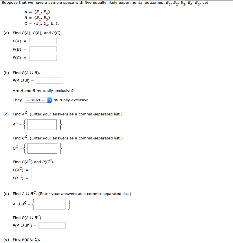 Solved Suppose that we have a sample space with five equally | Chegg.com